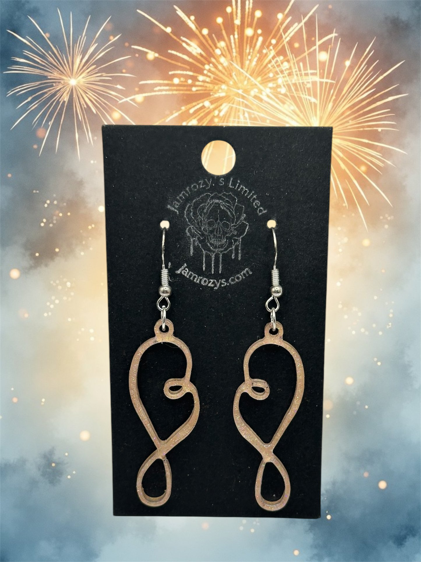 Golden Rubberband Heart Dangle Earrings