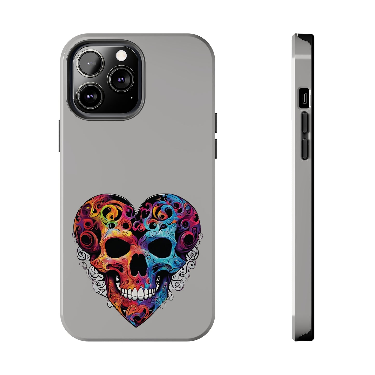 Colorful Heart Skull Tough Phone Cases