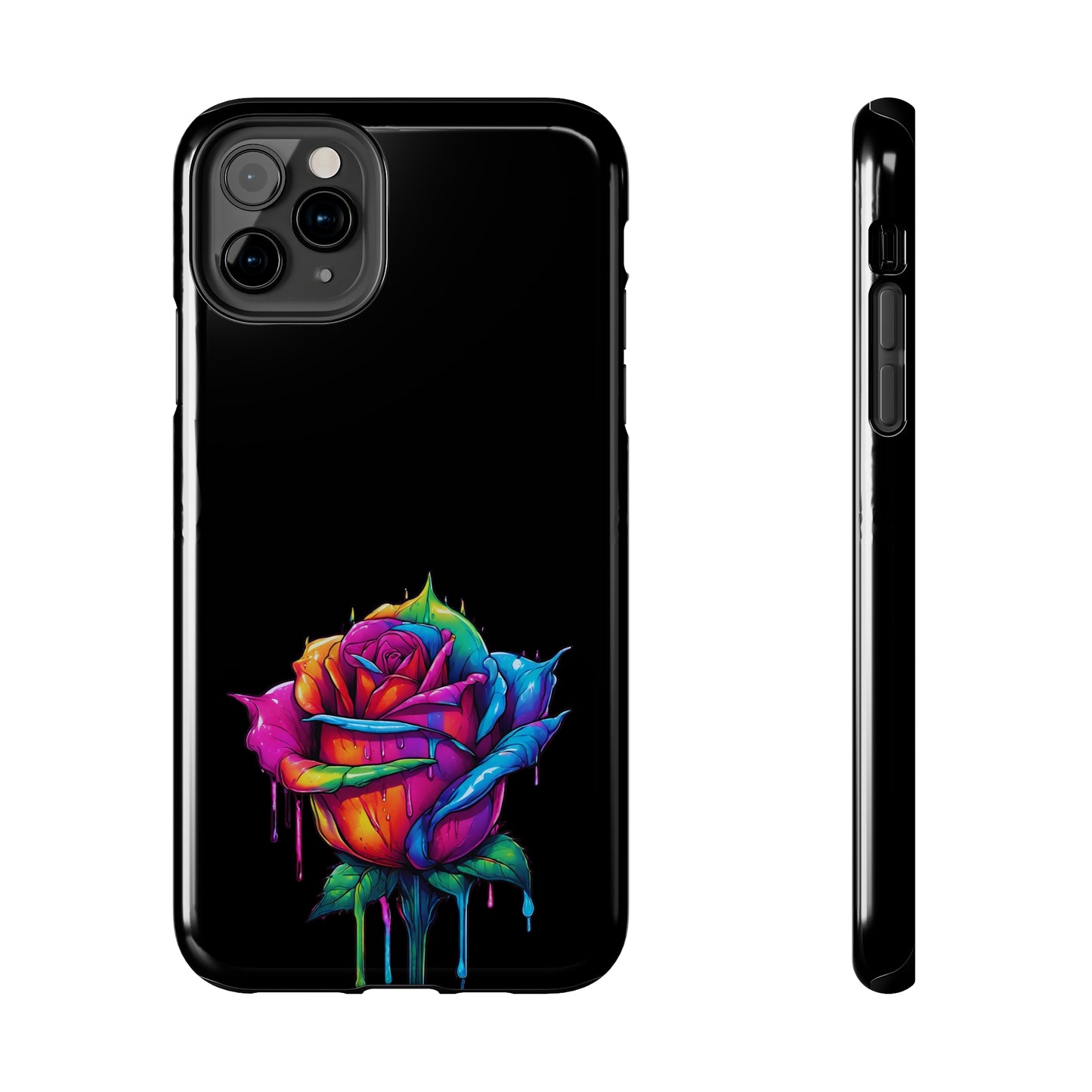Rose Bleeding Colors on Black Tough Phone Cases