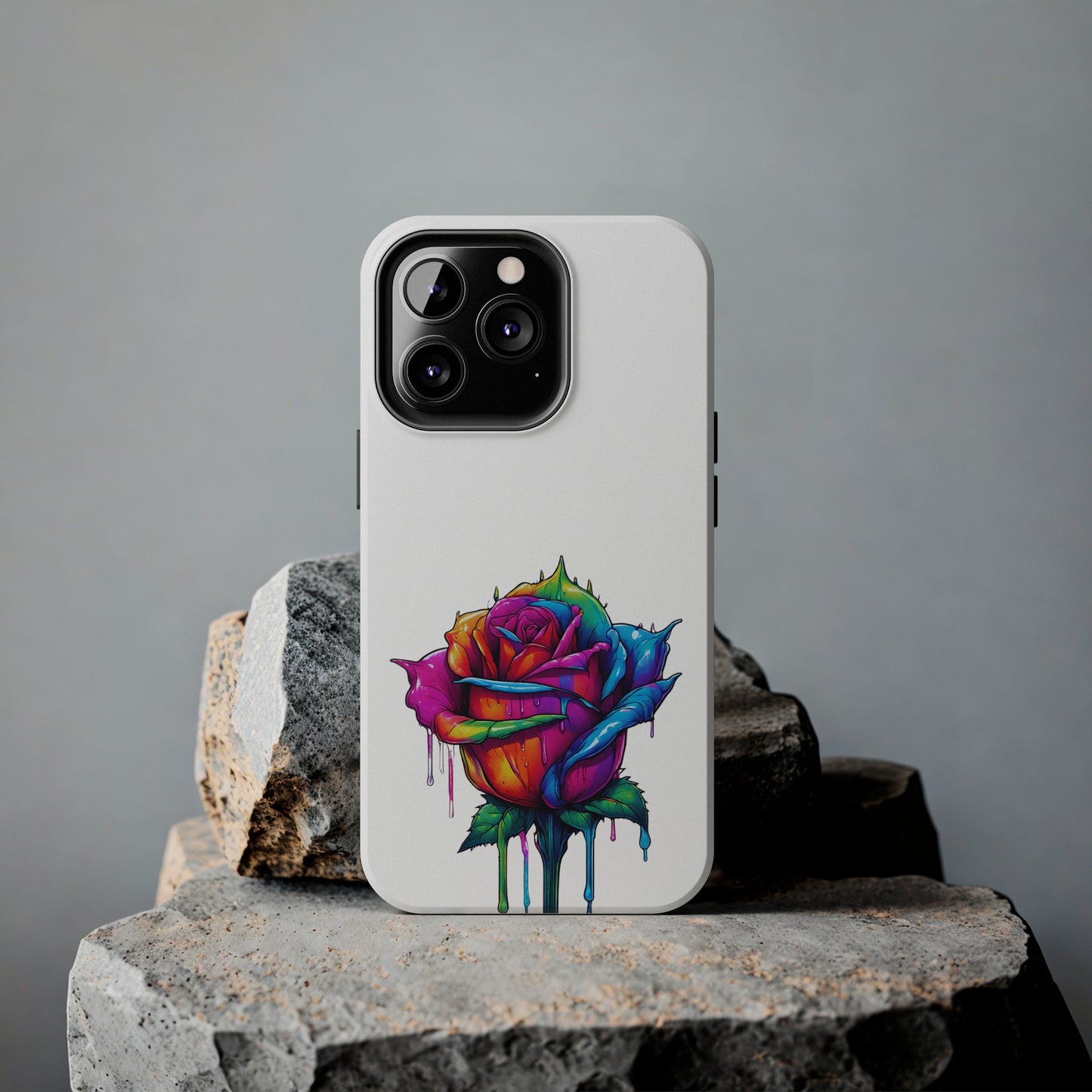 Rose Bleeding Colors On White Tough Phone Cases