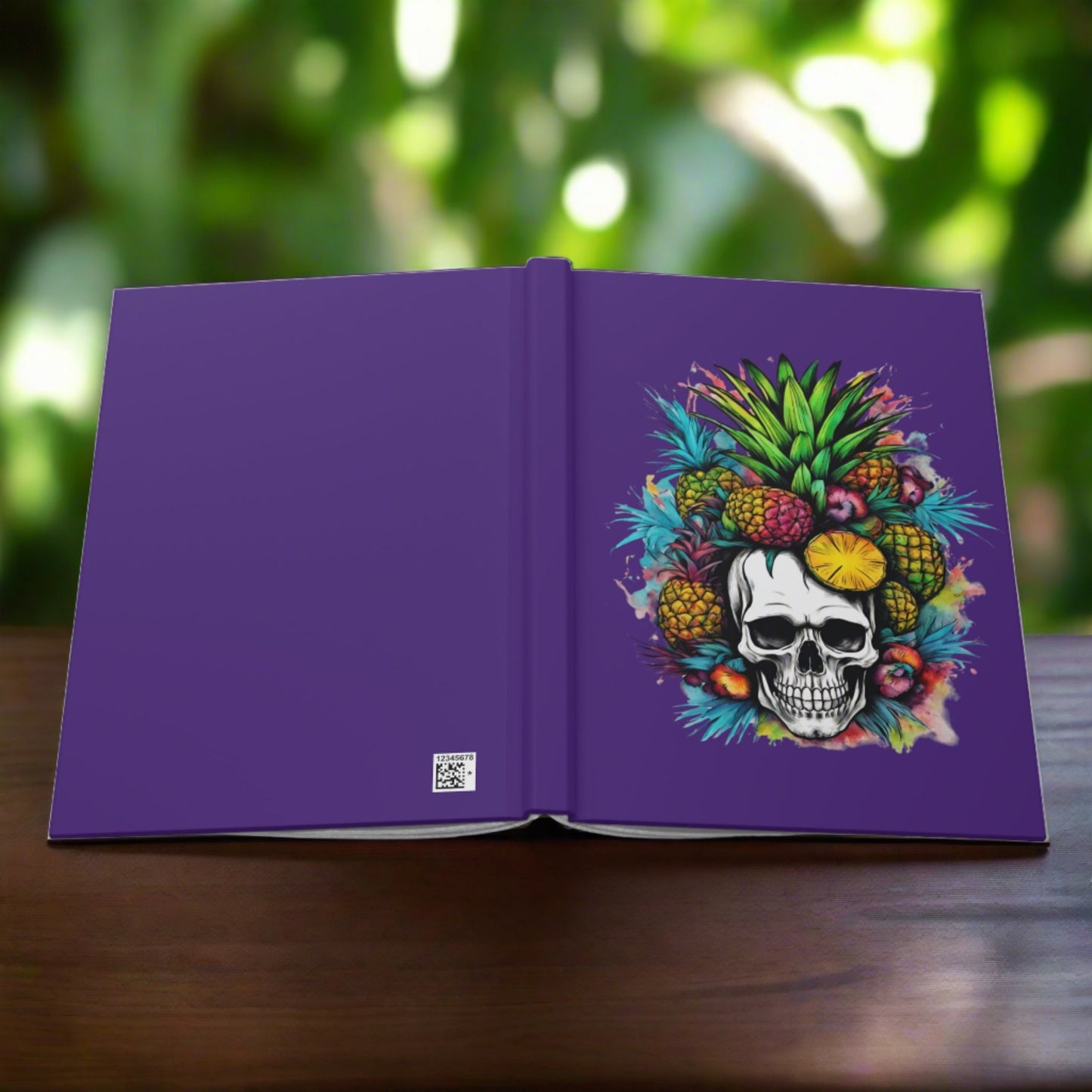 Colorful Mamba Skull on Purple Hardcover Journal Matte