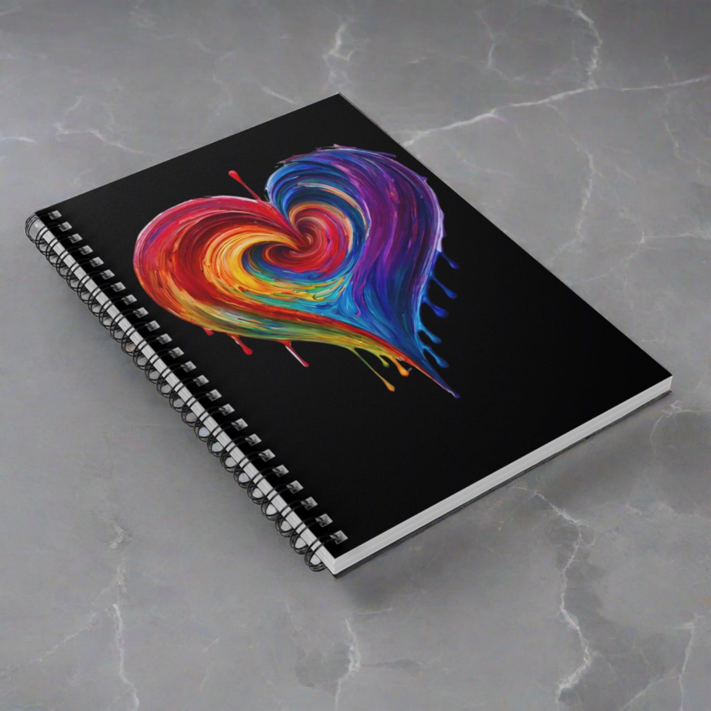 Large Heart Bleeding Colors Design Spiral Notebook - Ruled Lines