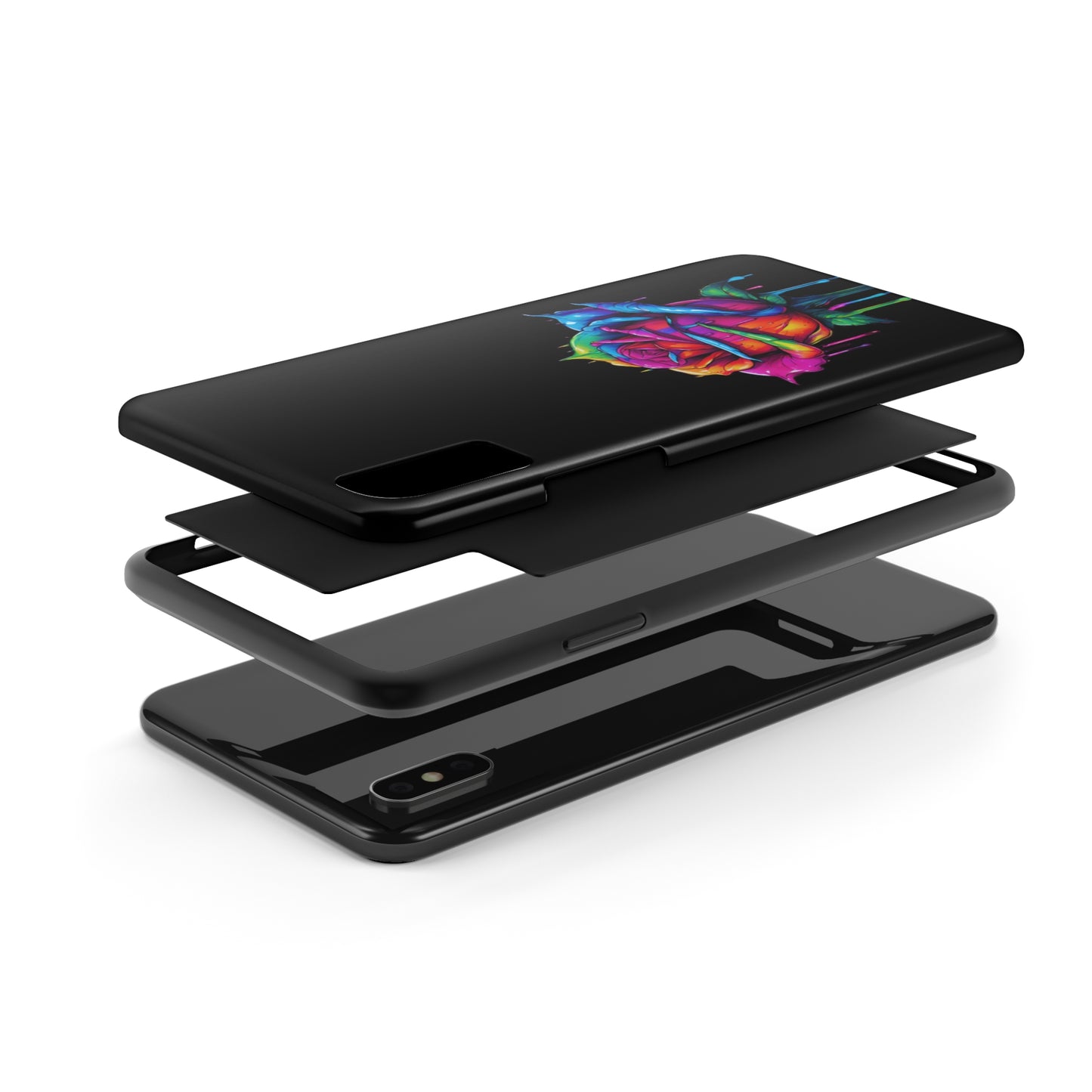 Rose Bleeding Colors on Black Tough Phone Cases