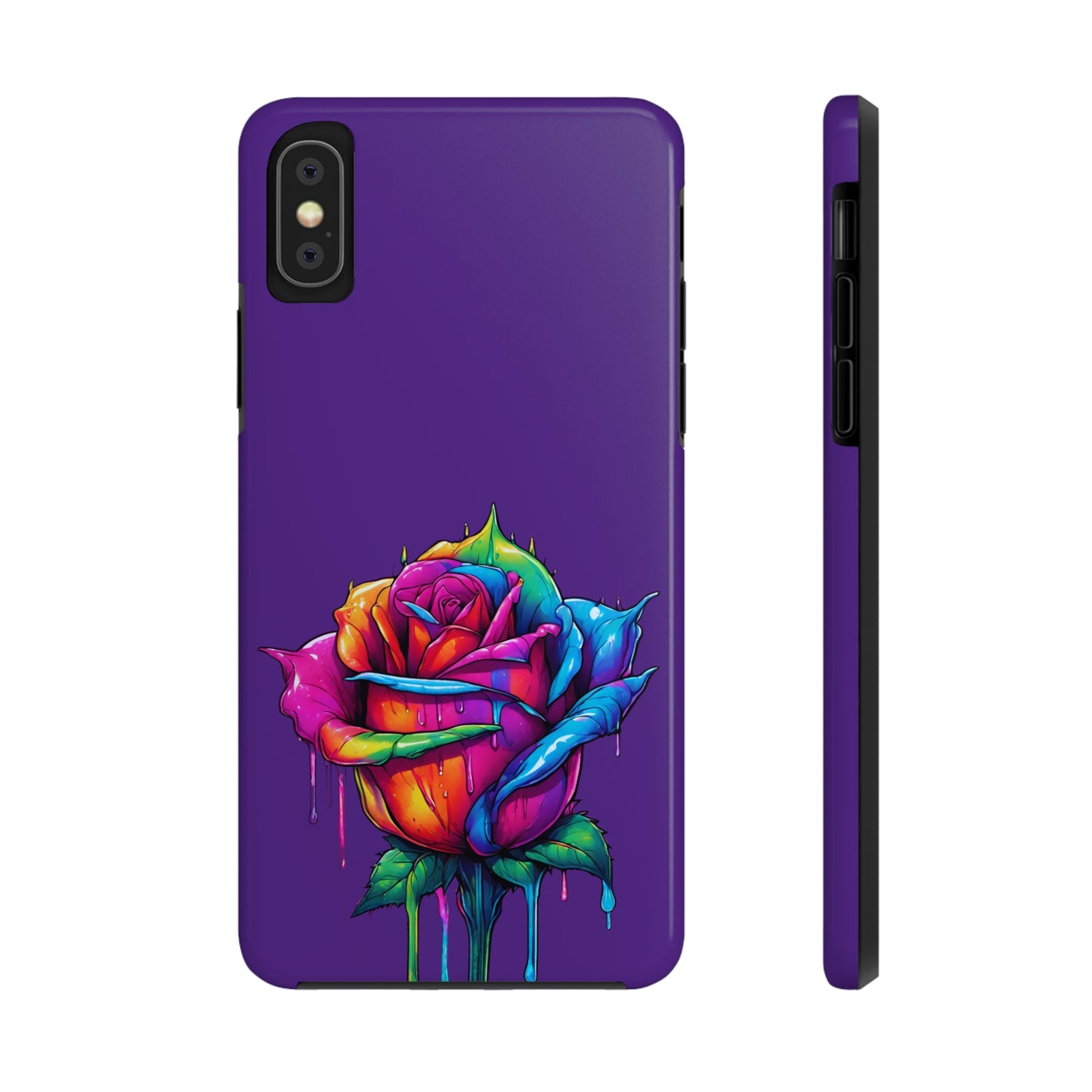 Rose Bleeding Colors on Purple Tough Phone Cases