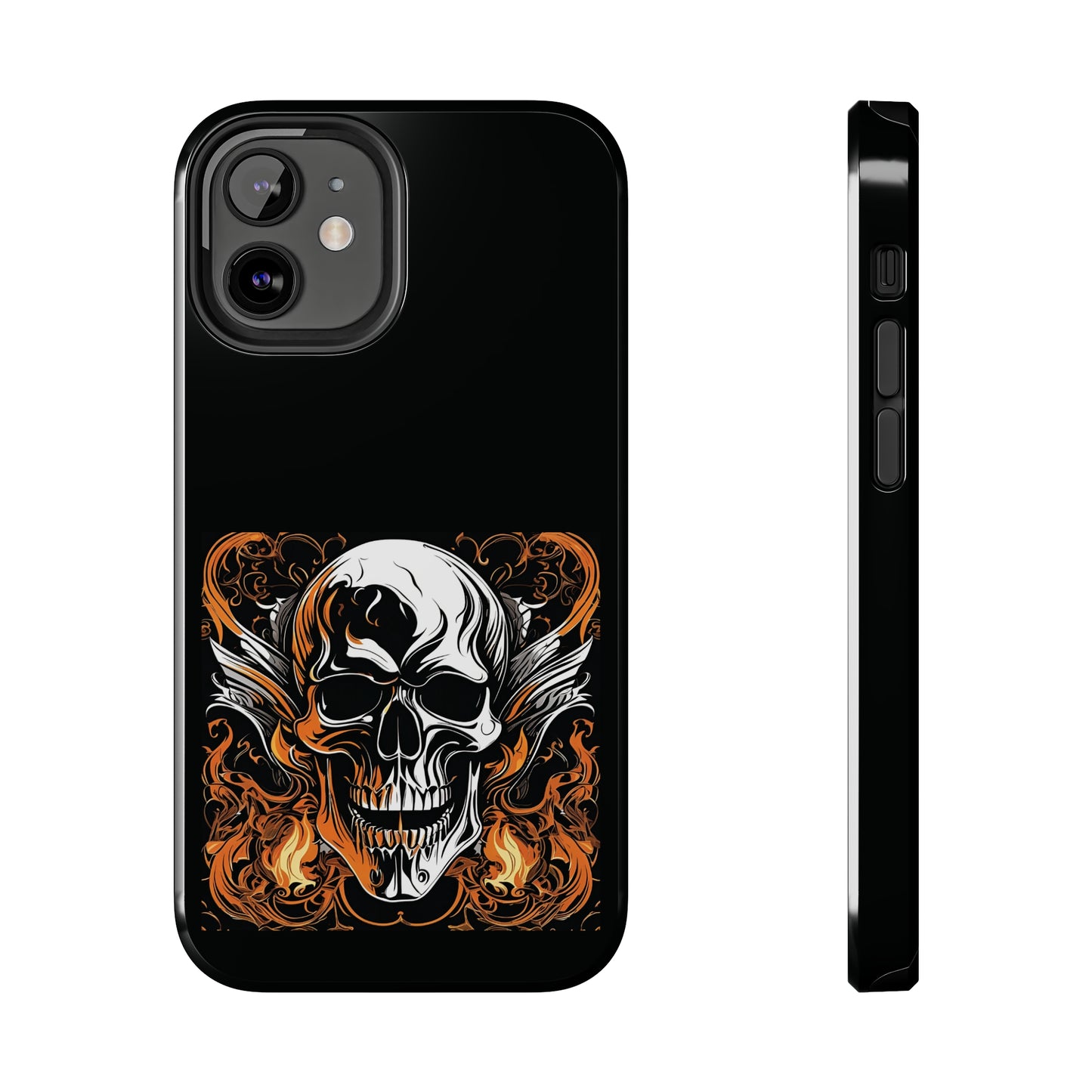 Flaming Skull Design Tough Phone Cases