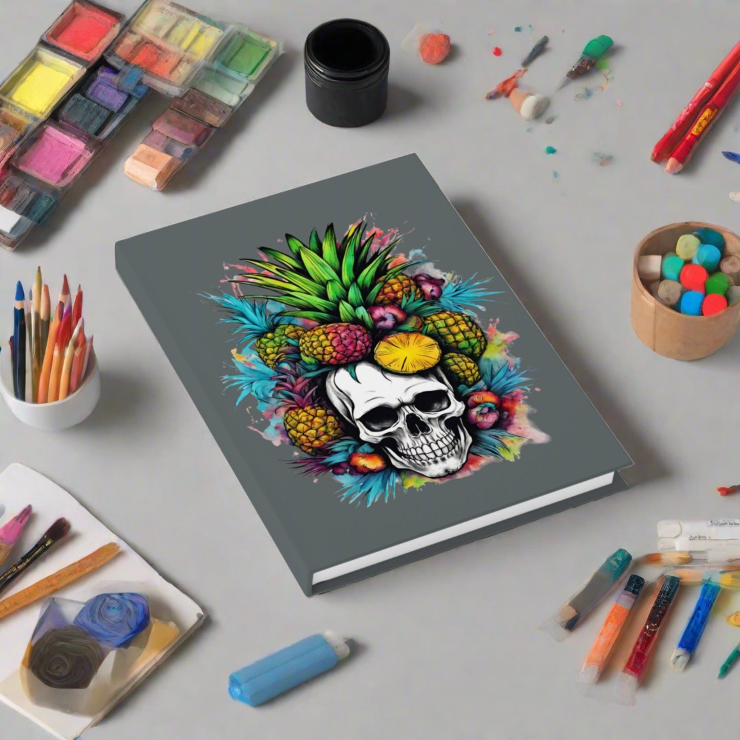 Colorful Mamba Skull on Gray Journal - Blank