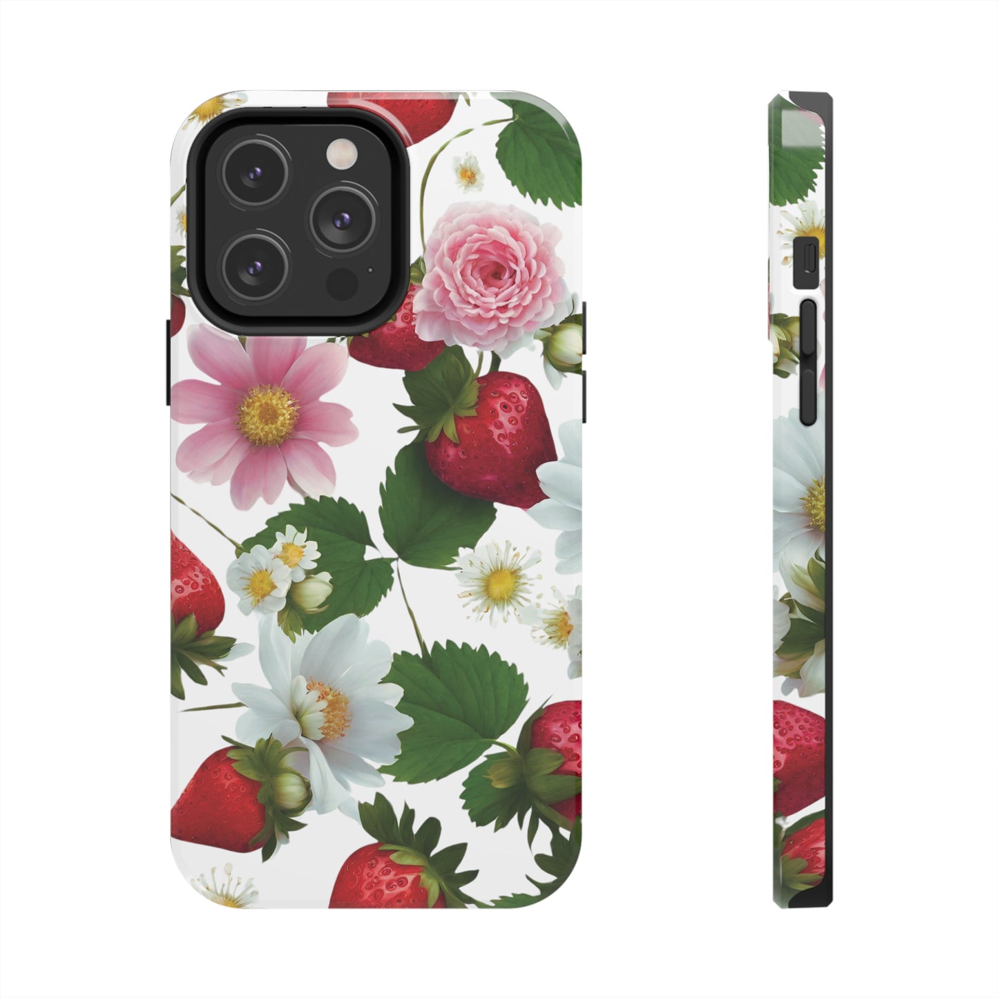 Floral Strawberries Design Tough Phone Cases