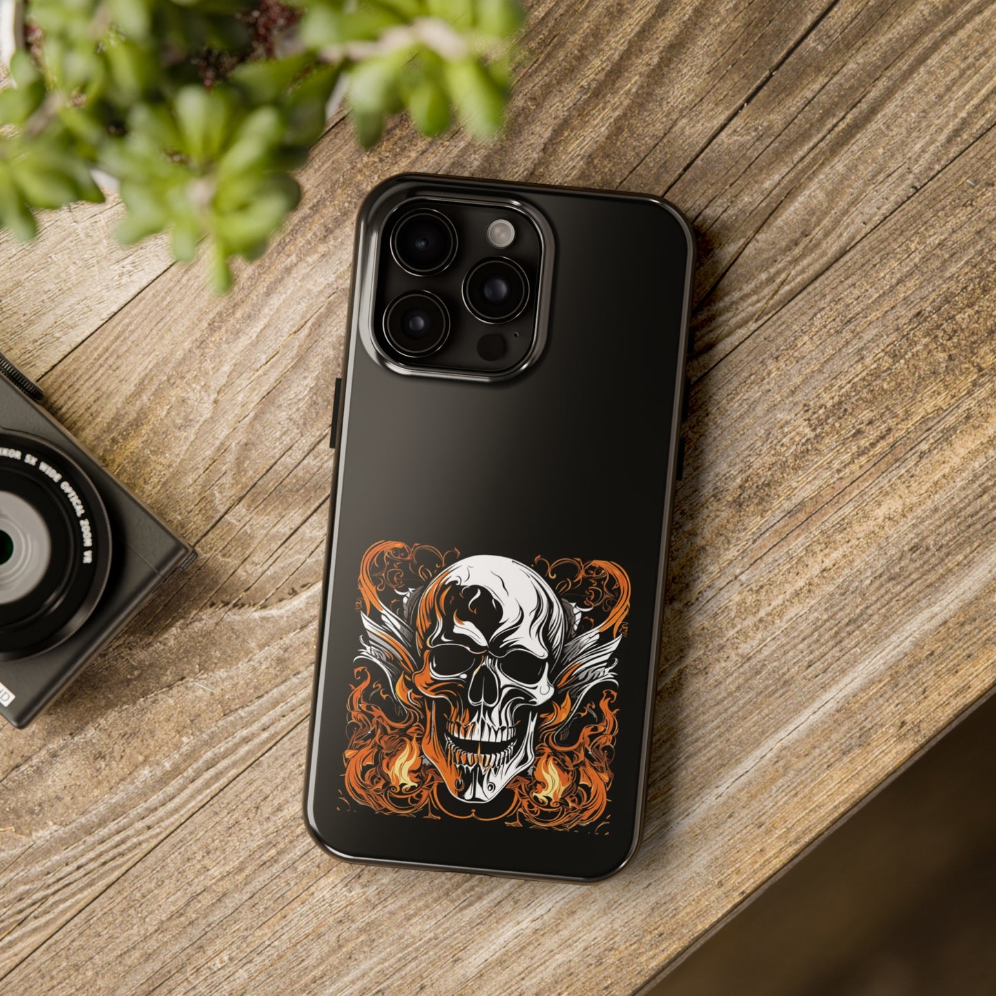 Flaming Skull Design Tough Phone Cases