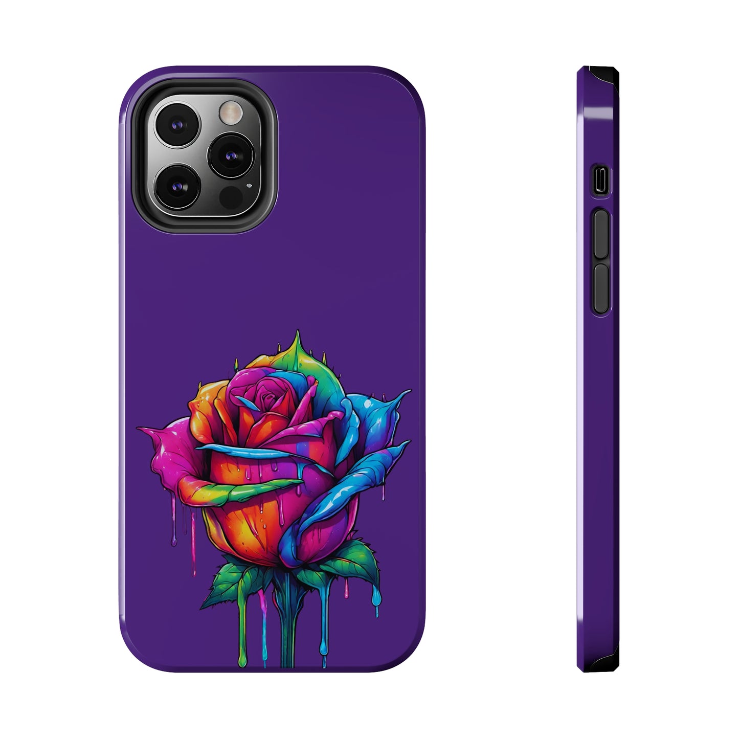 Rose Bleeding Colors on Purple Tough Phone Cases