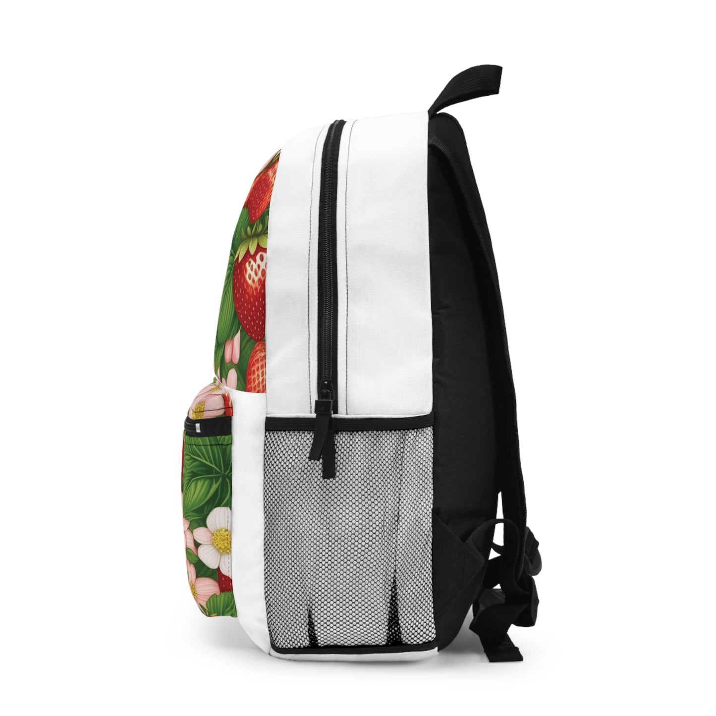 White Backpack with Strawberry Dreams Design
