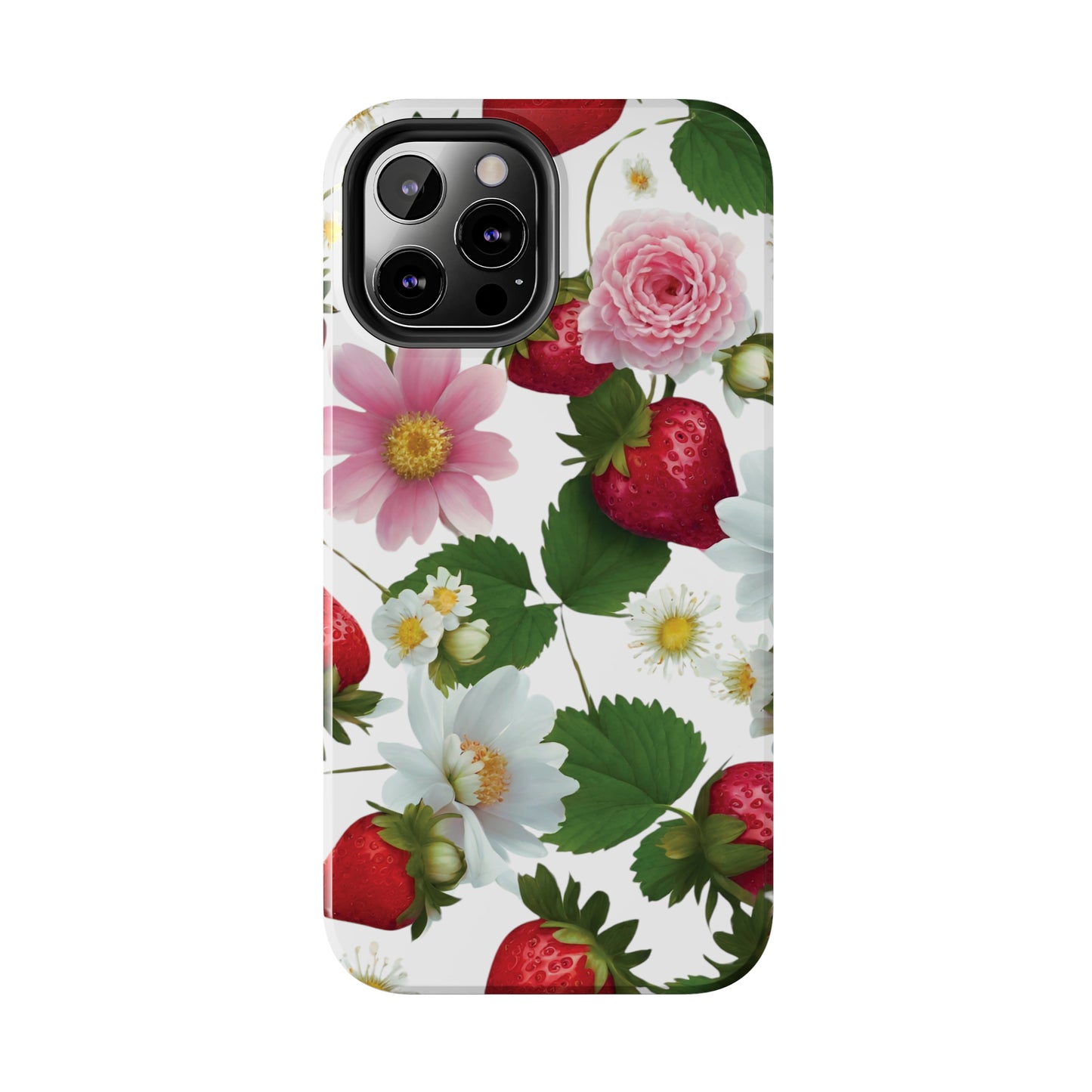 Floral Strawberries Design Tough Phone Cases