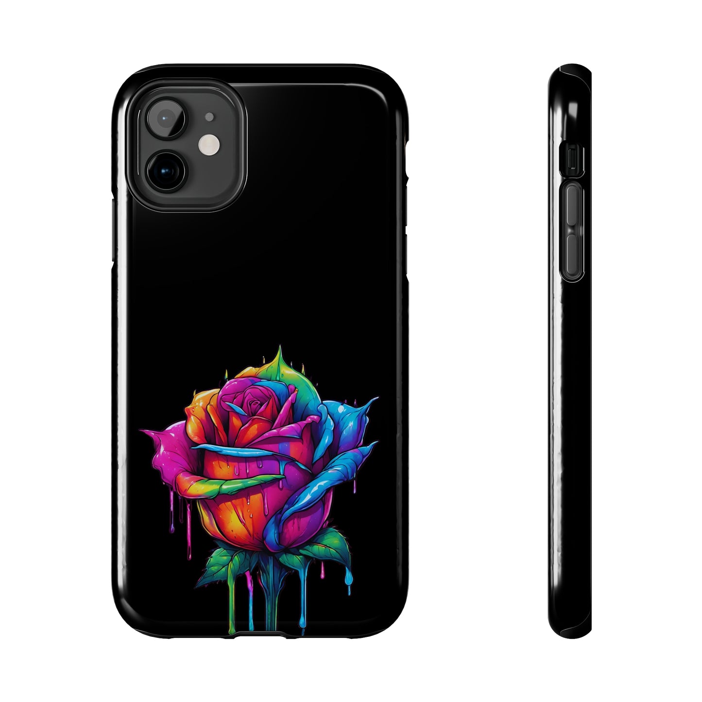 Rose Bleeding Colors on Black Tough Phone Cases