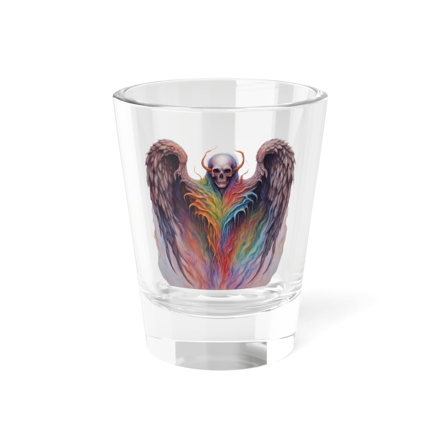 Demon Skull with Wings Bleeding Colors Shot Glass, 1.5oz