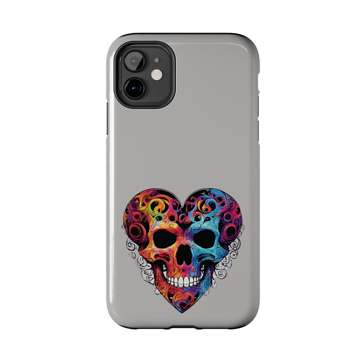 Colorful Heart Skull Tough Phone Cases