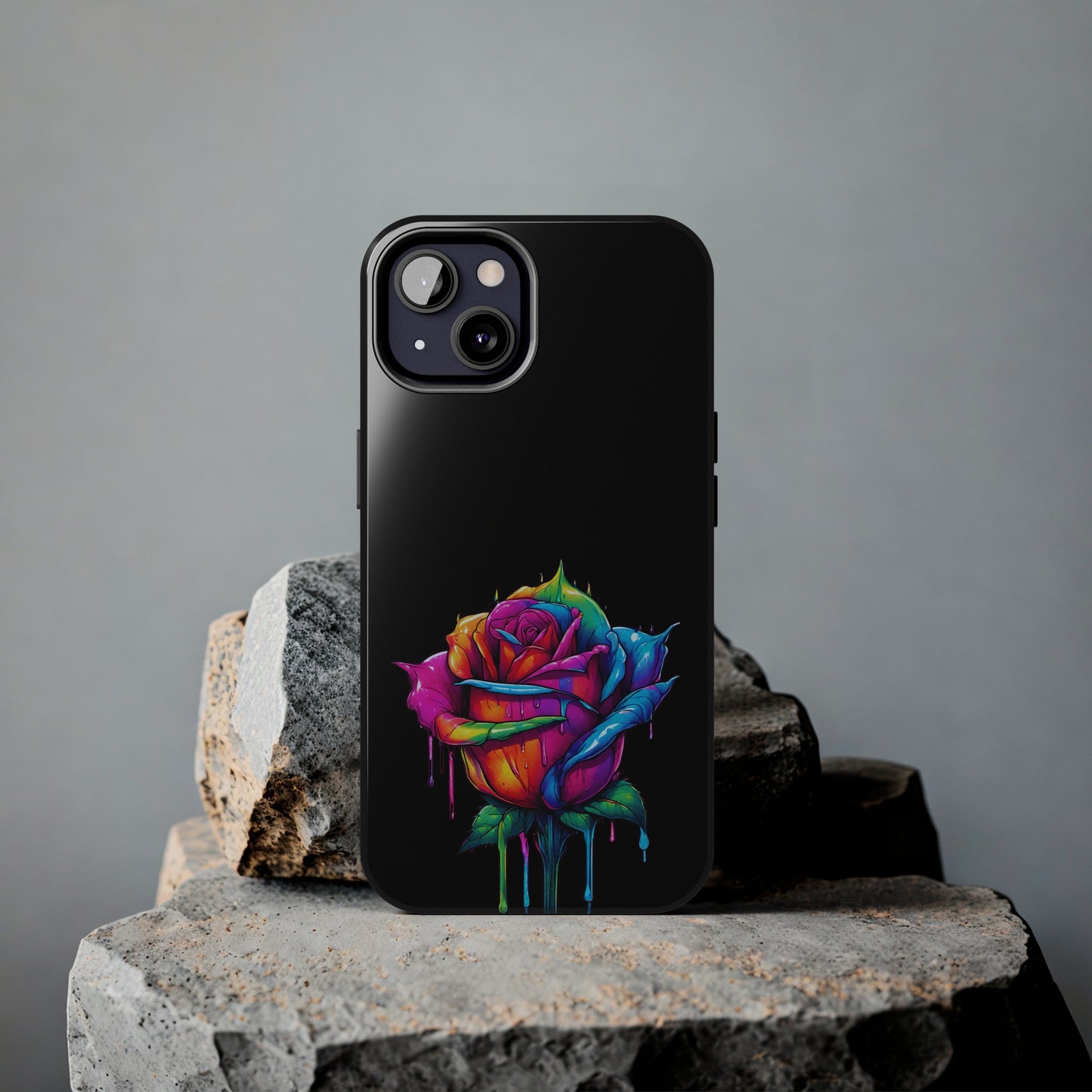 Rose Bleeding Colors on Black Tough Phone Cases
