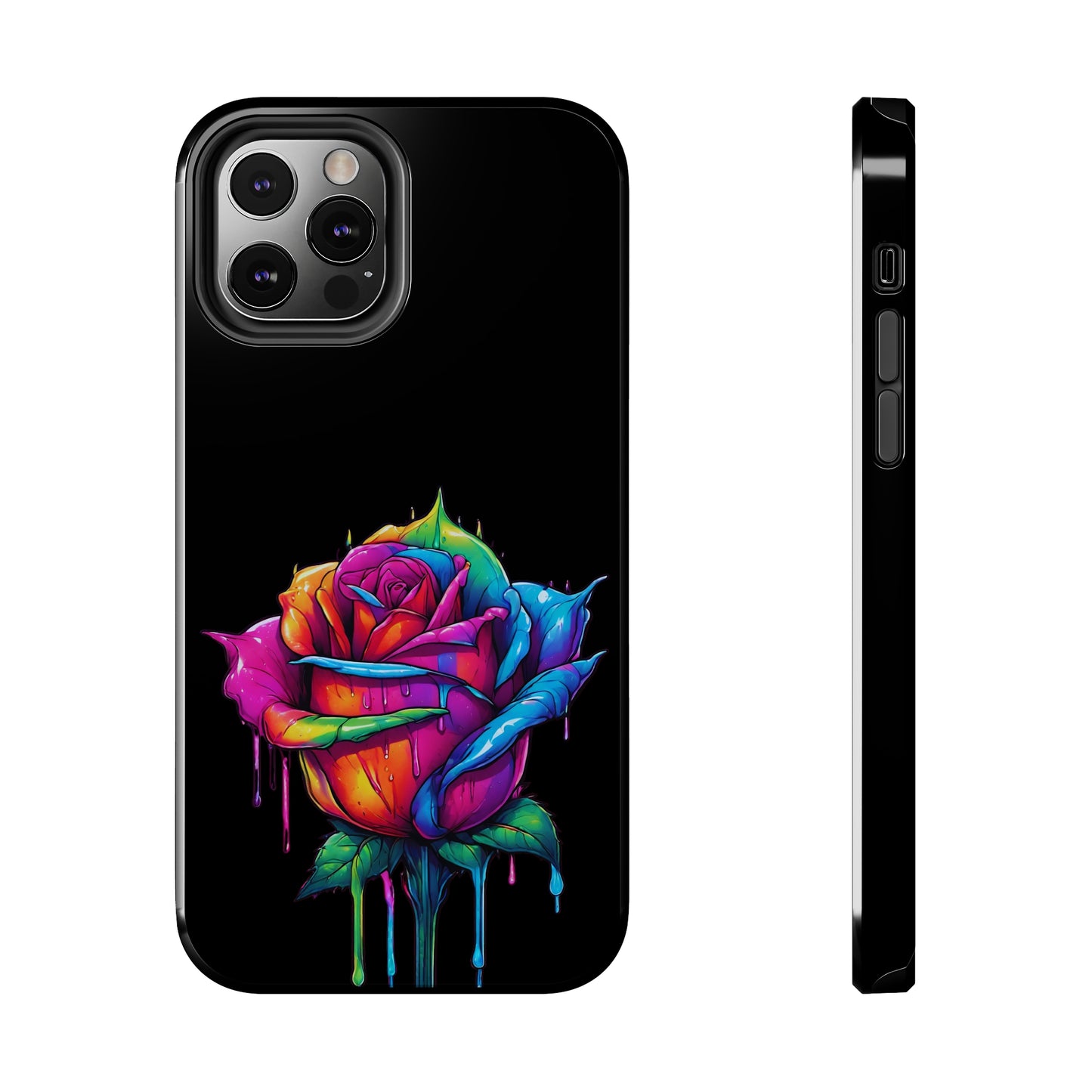 Rose Bleeding Colors on Black Tough Phone Cases