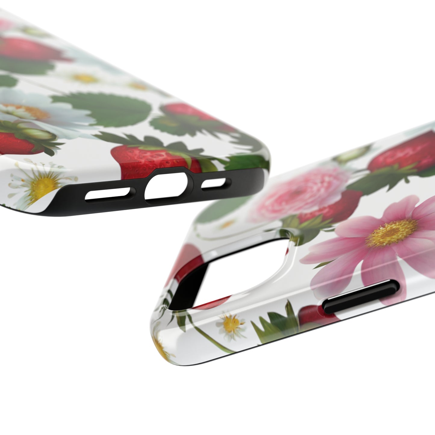 Floral Strawberries Design Tough Phone Cases