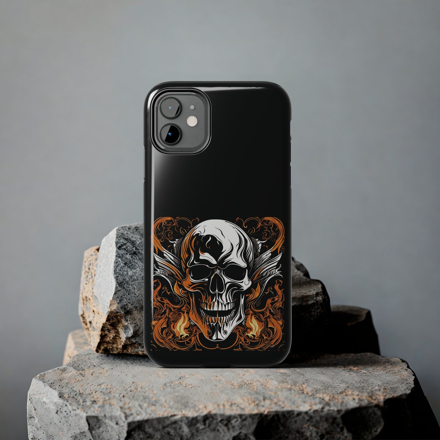 Flaming Skull Design Tough Phone Cases