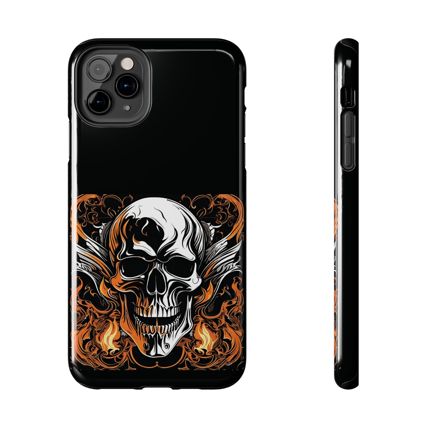 Flaming Skull Design Tough Phone Cases