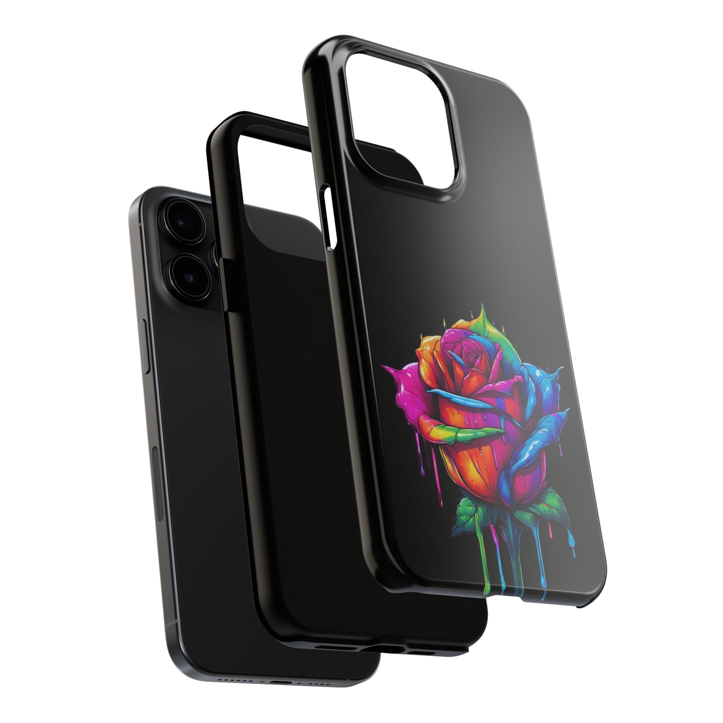 Rose Bleeding Colors on Black Tough Phone Cases