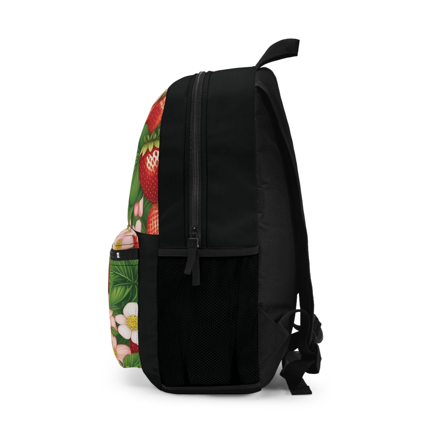 Strawberry Dreams Design on Black Backpack