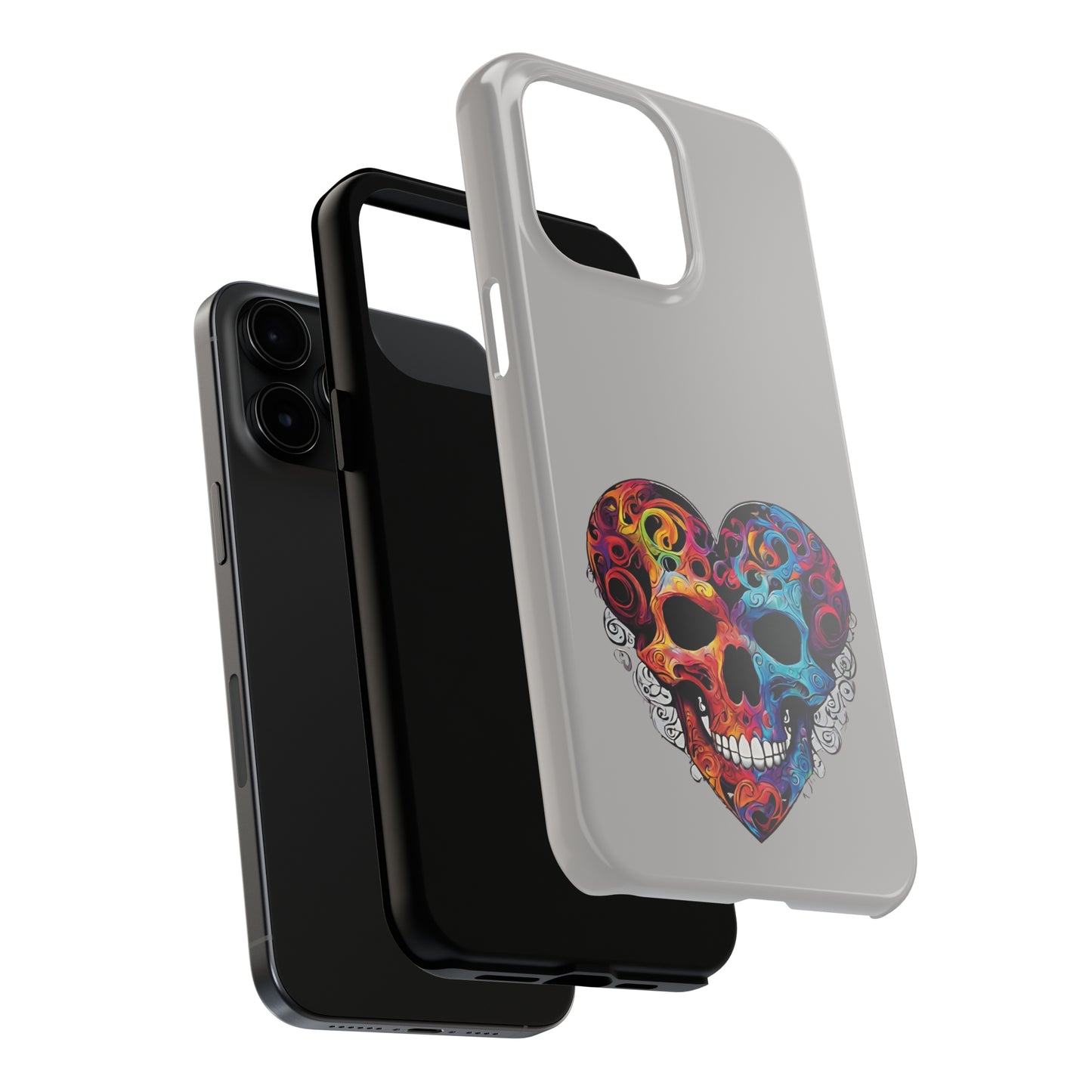 Colorful Heart Skull Tough Phone Cases