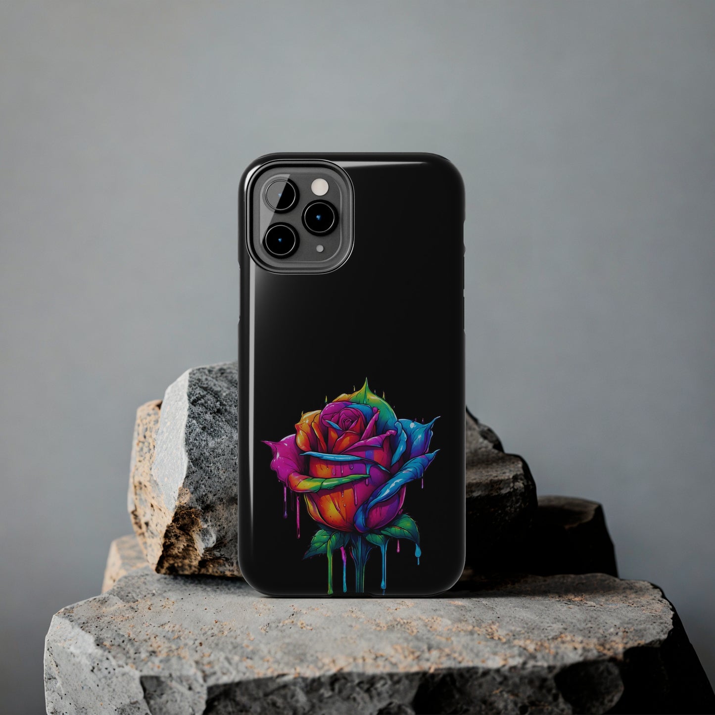Rose Bleeding Colors on Black Tough Phone Cases