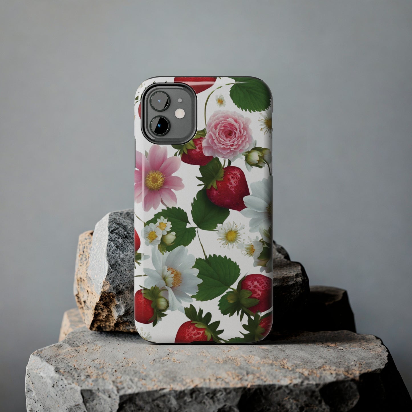 Floral Strawberries Design Tough Phone Cases