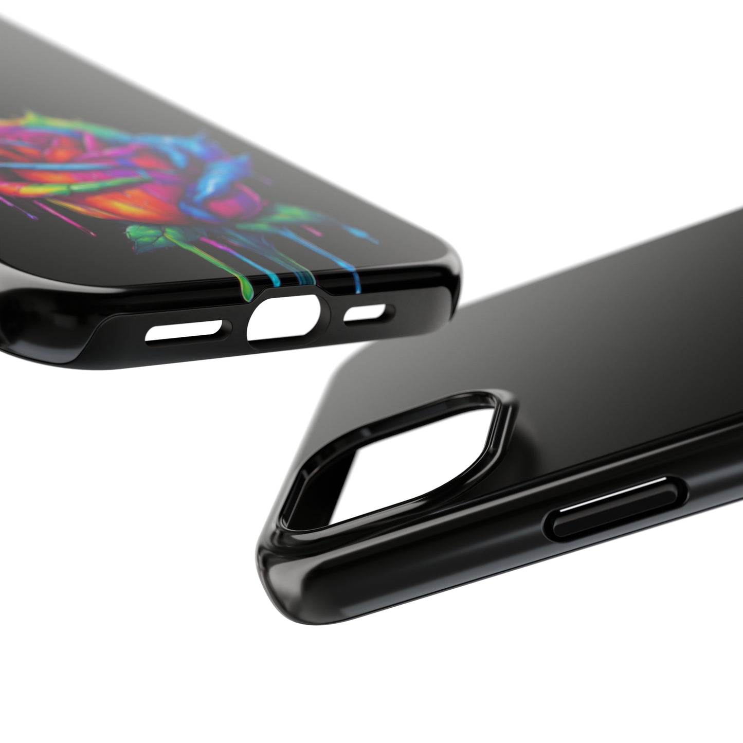 Rose Bleeding Colors on Black Tough Phone Cases
