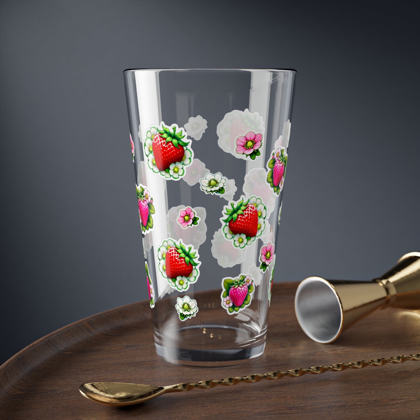 Strawberry Dreams Mixing Glass, 16oz Pint Glass