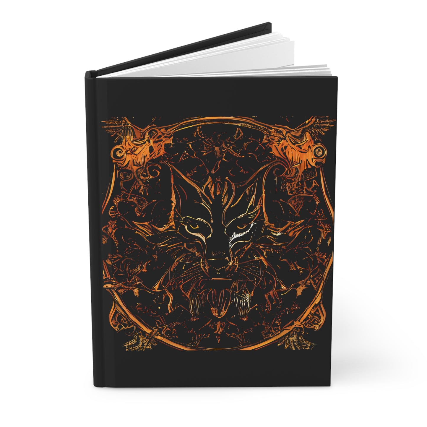 Tribal Wolf on Black Hardcover Journal Matte