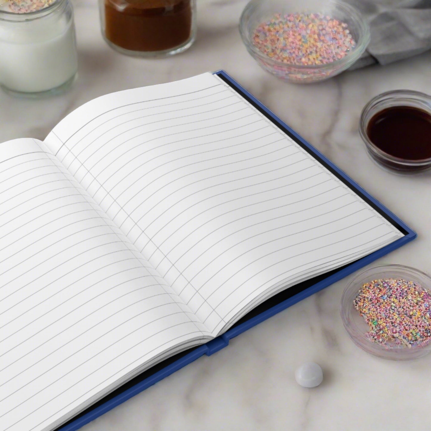 Neon Cupcake on Dark Blue Hardcover Journal Matte