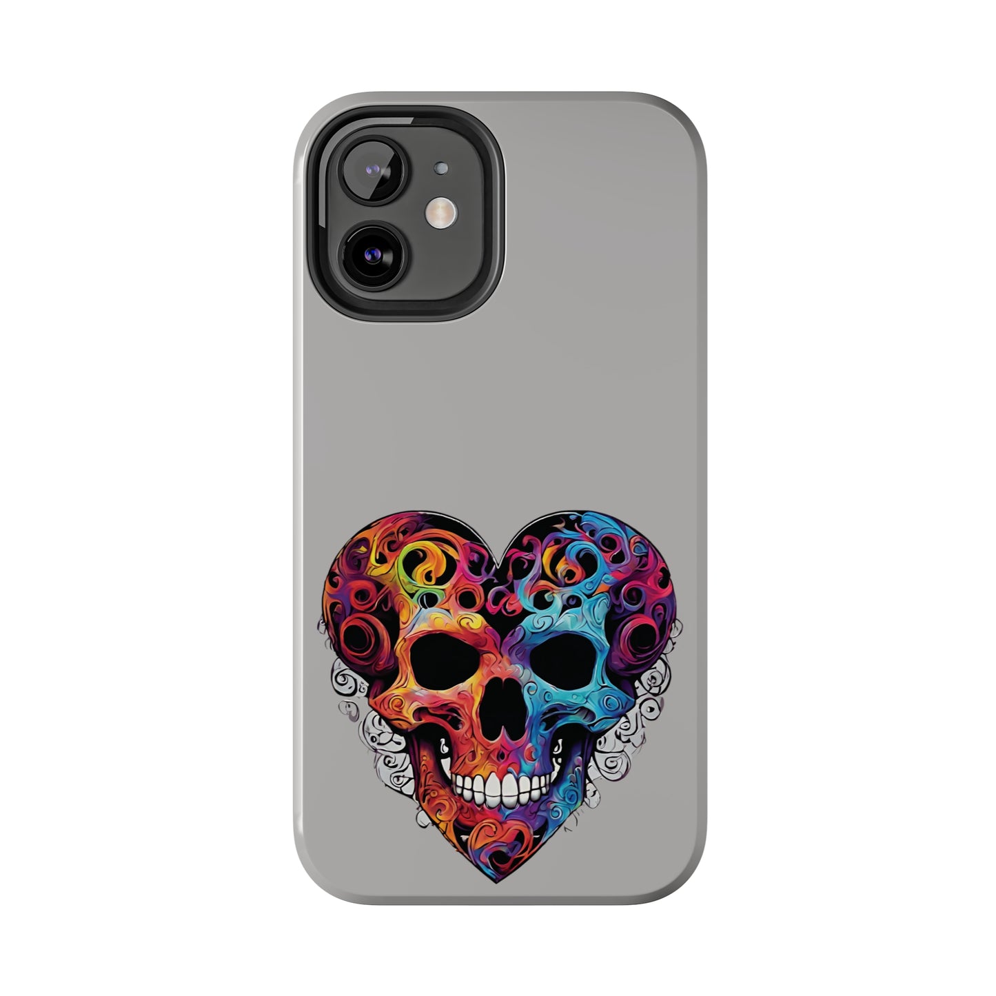 Colorful Heart Skull Tough Phone Cases