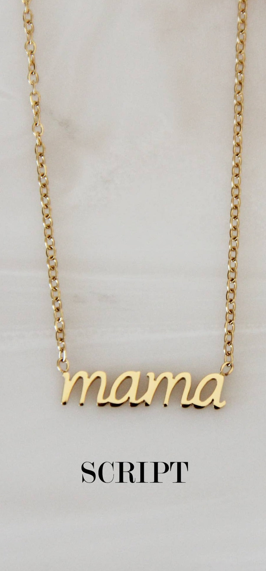 Mama Necklace - Mother's Day Gift: Silver / Mama (Script)