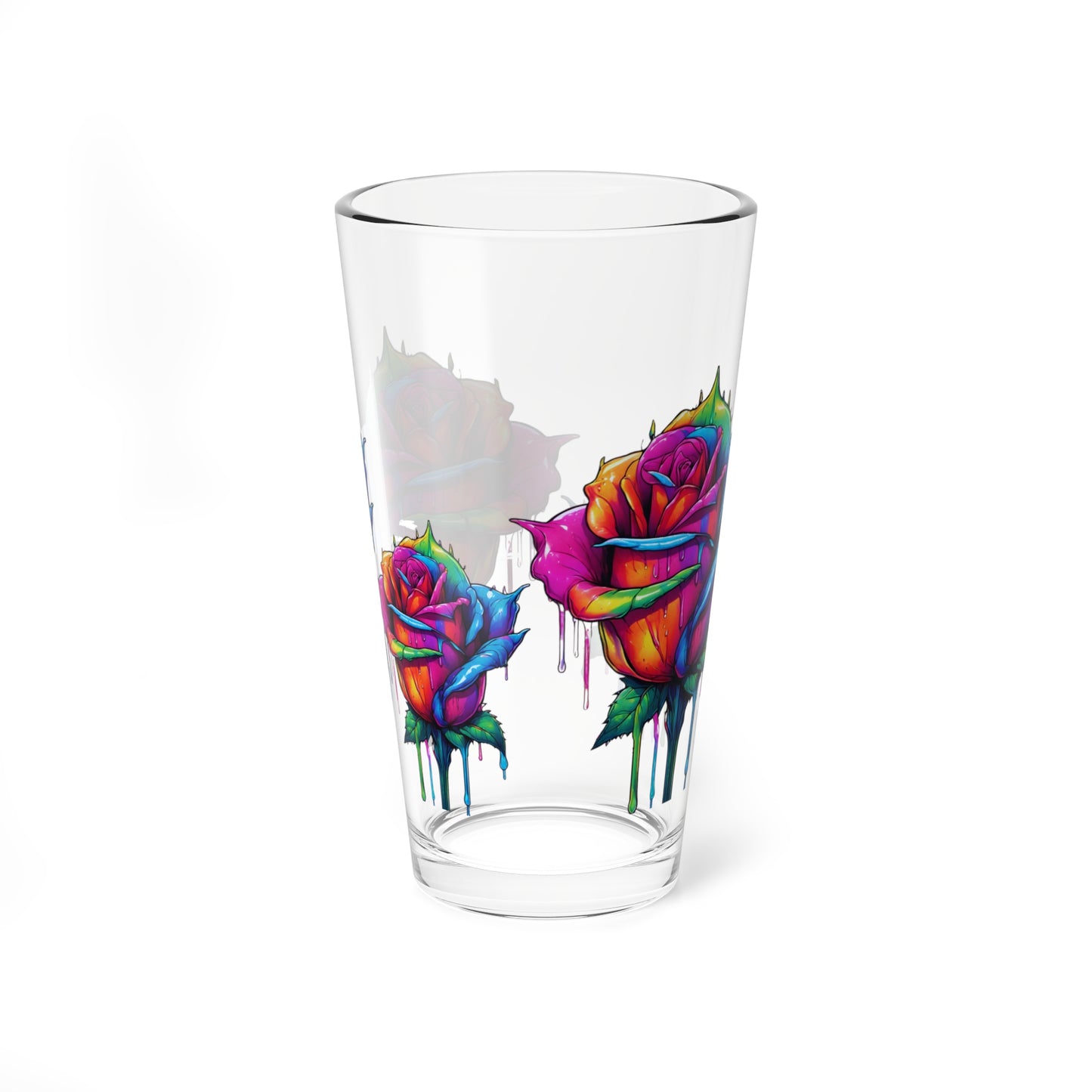 Rose Bleeding Colors Mixing Glass, 16oz, Pint Glass