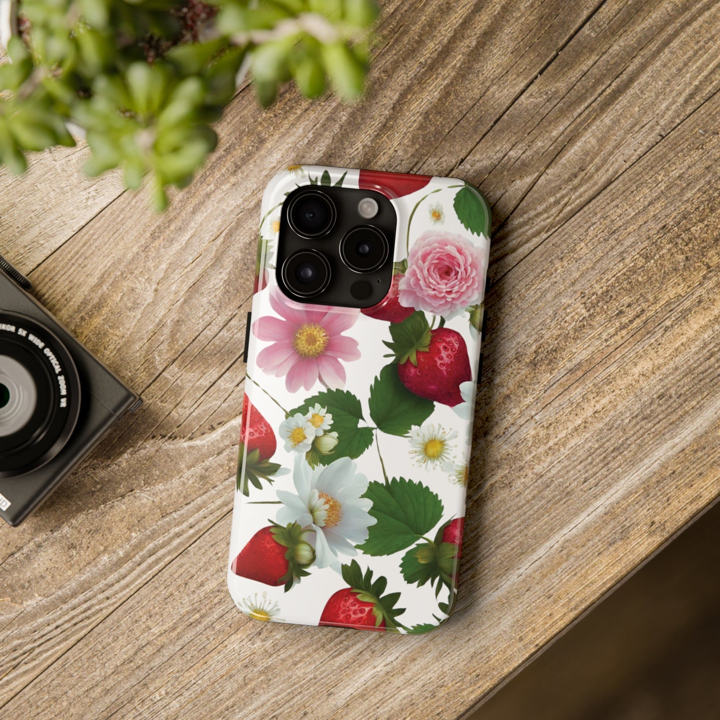 Floral Strawberries Design Tough Phone Cases