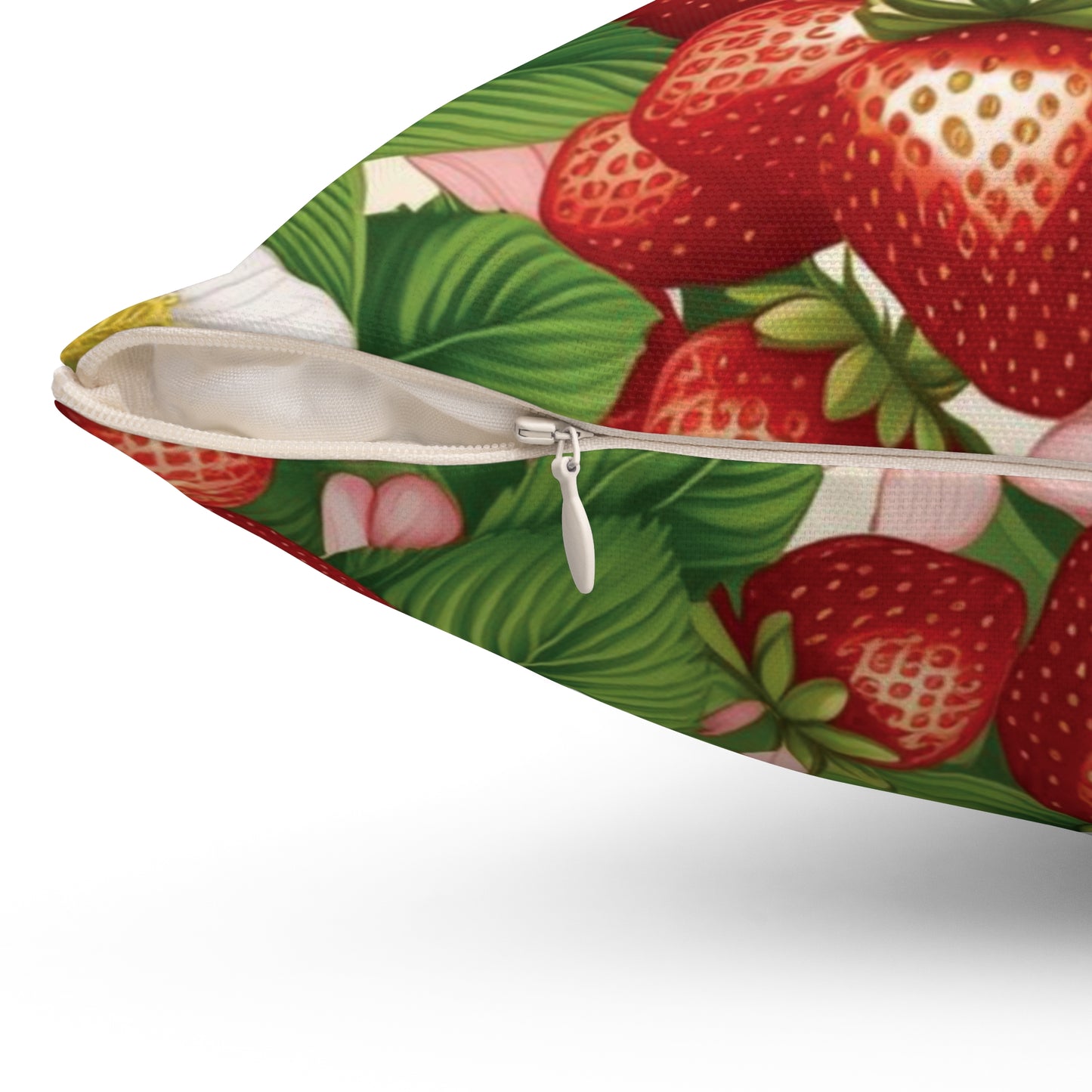 Strawberry Dreams Design on Both Sides of Spun Polyester Square Pillow