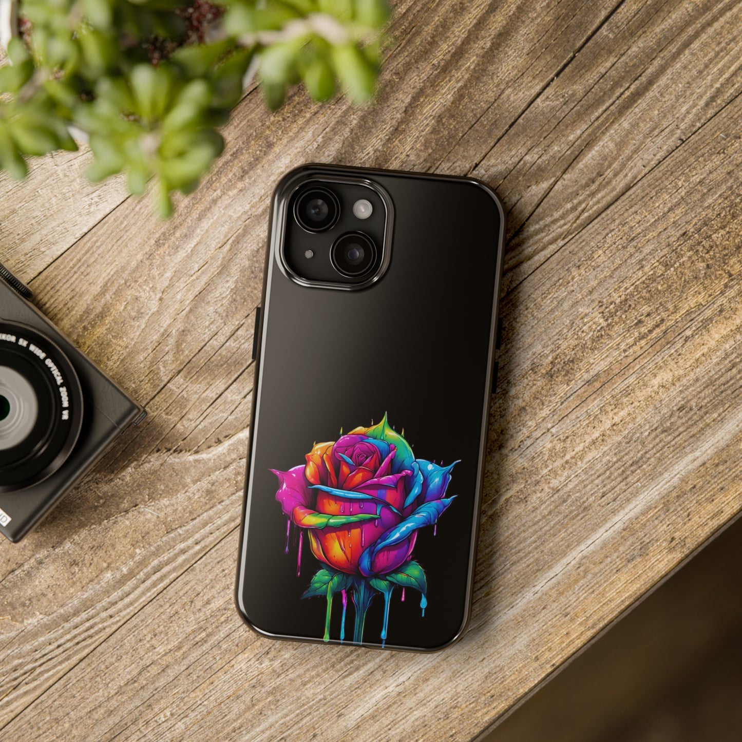 Rose Bleeding Colors on Black Tough Phone Cases