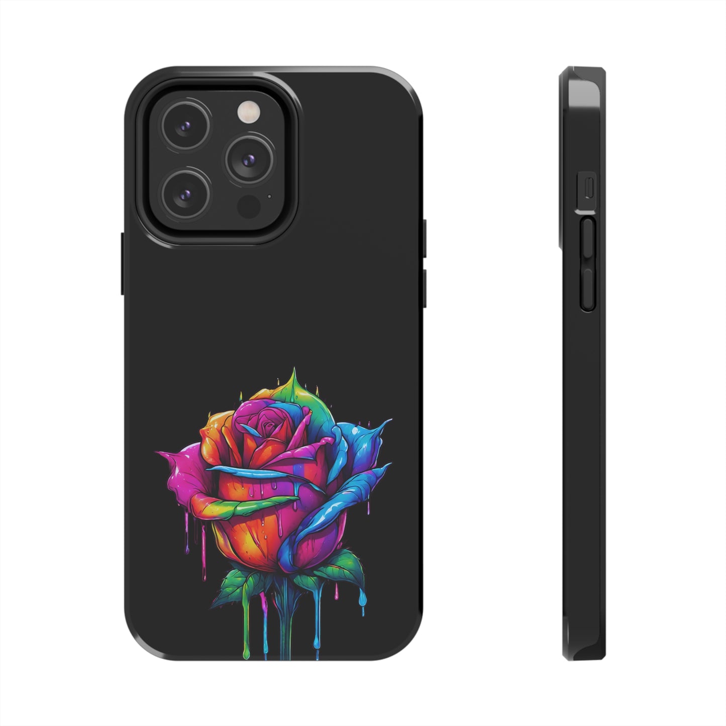 Rose Bleeding Colors on Black Tough Phone Cases