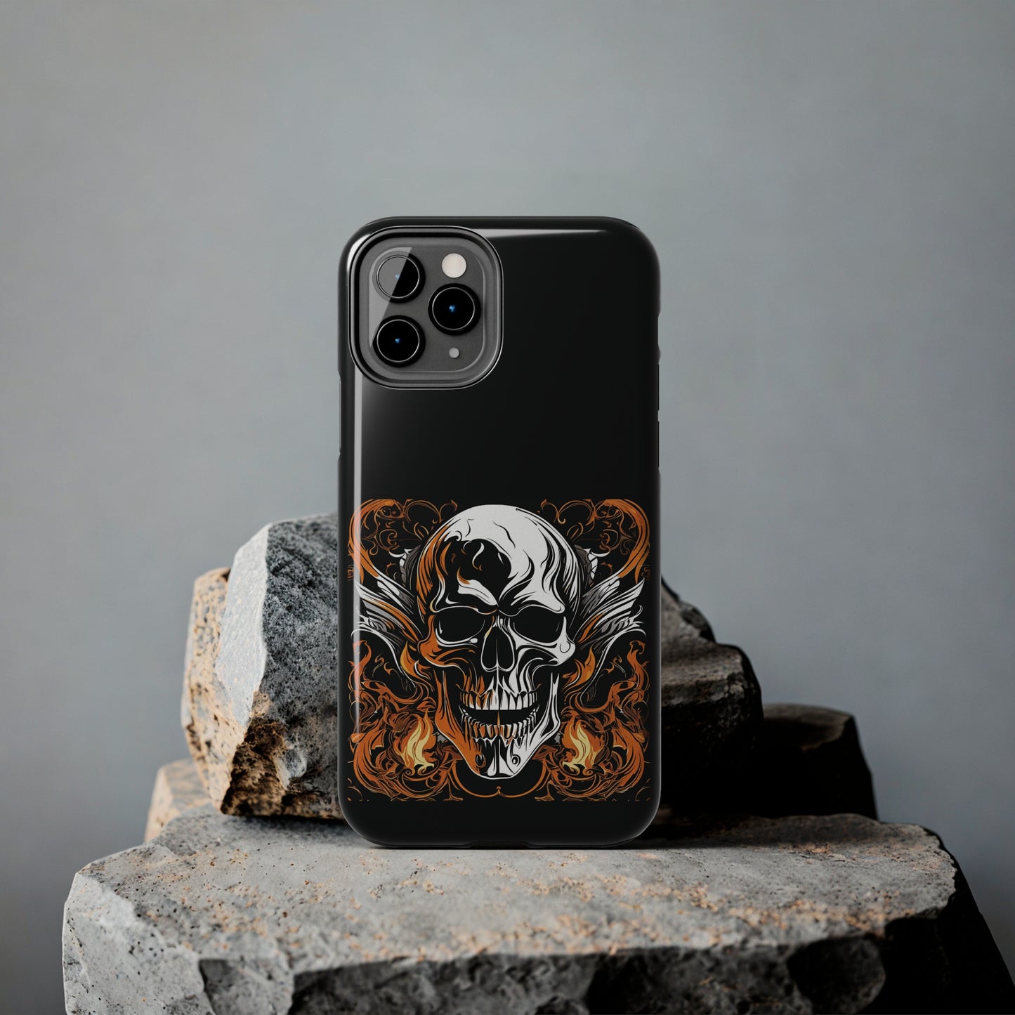 Flaming Skull Design Tough Phone Cases