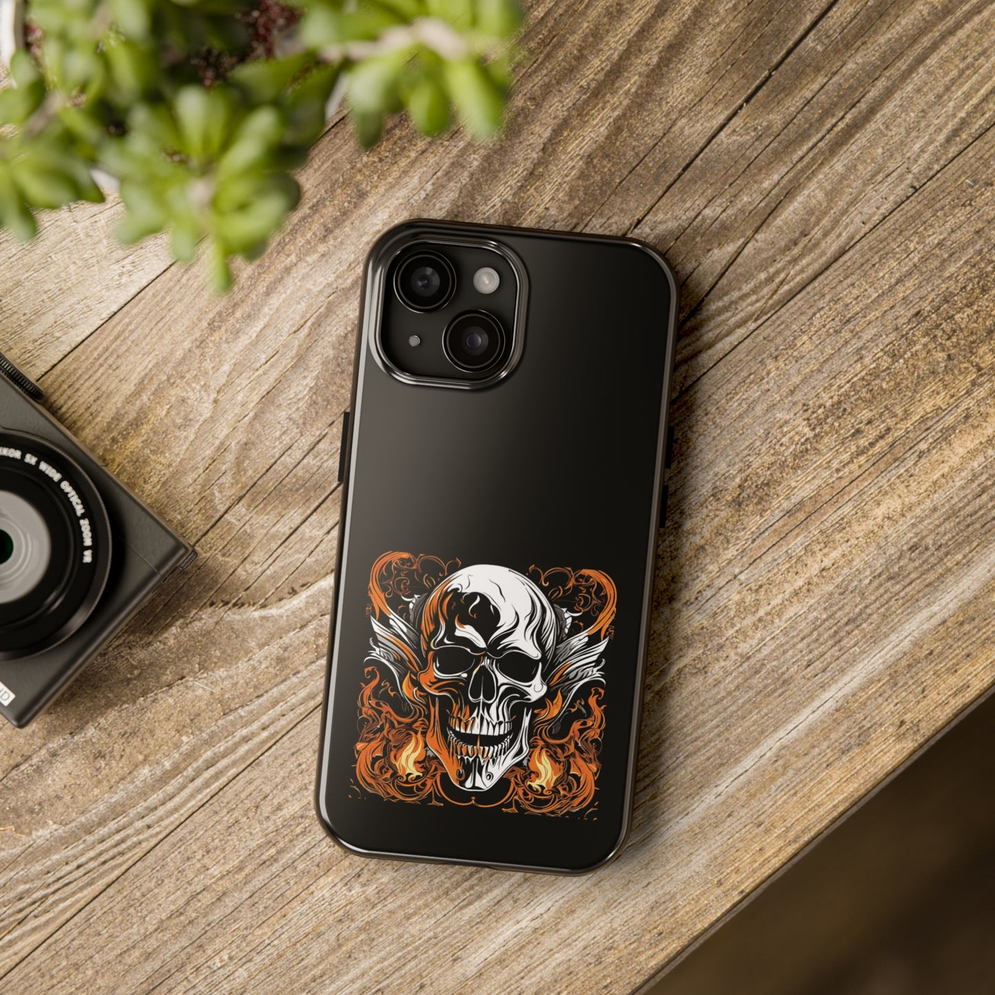 Flaming Skull Design Tough Phone Cases