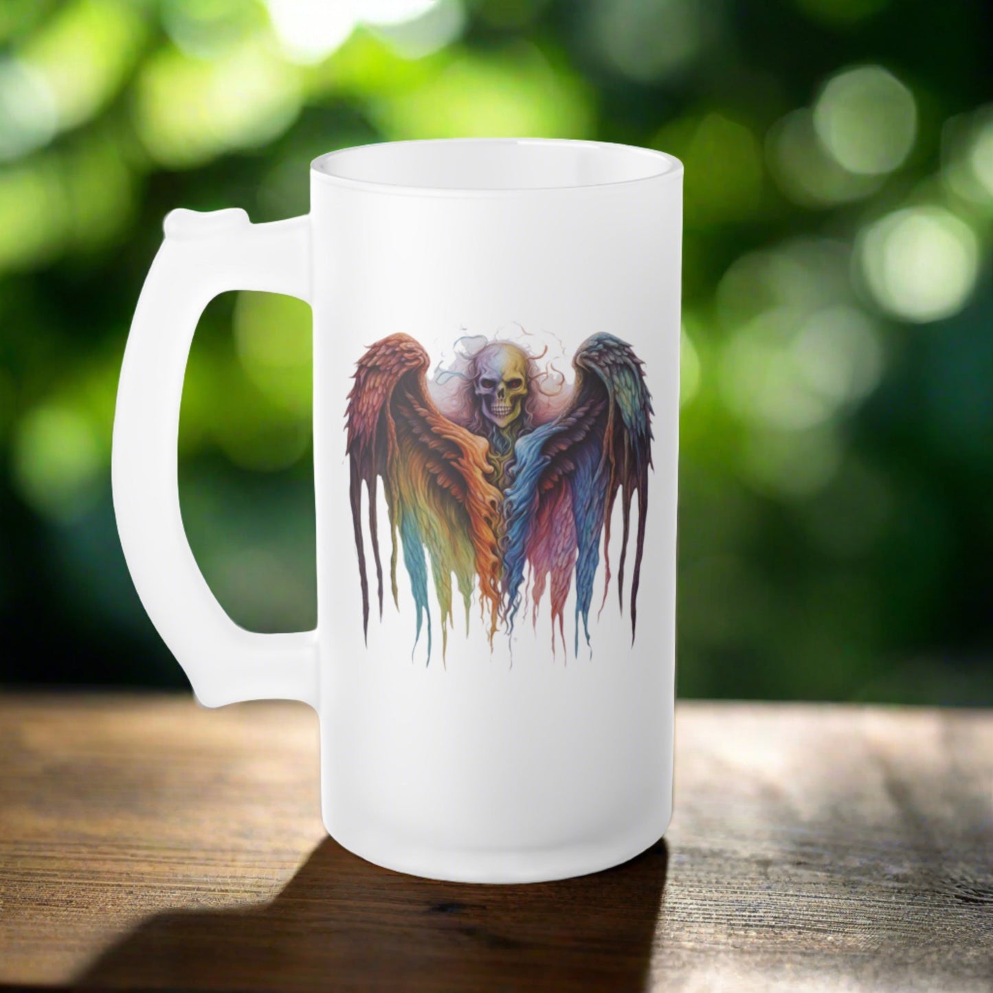 Demon Skull Bleeding Colors Frosted Glass Beer Mug