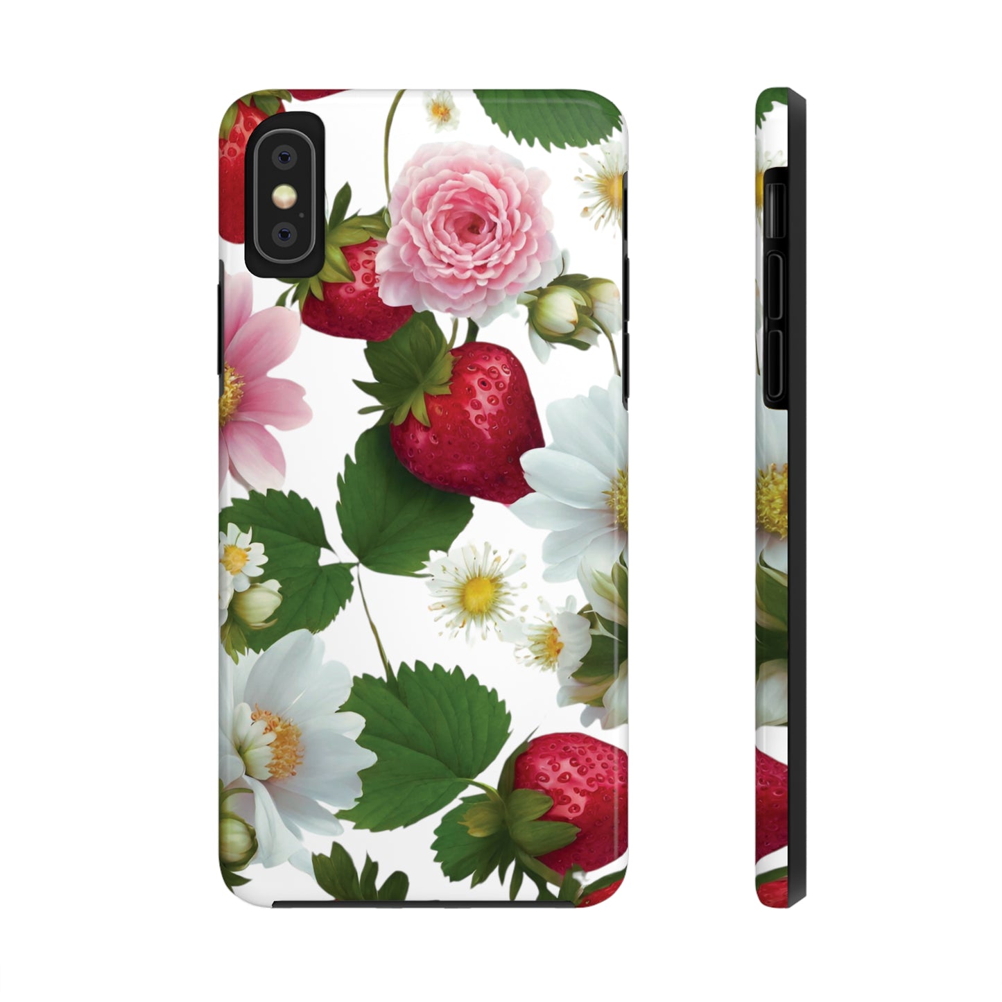 Floral Strawberries Design Tough Phone Cases