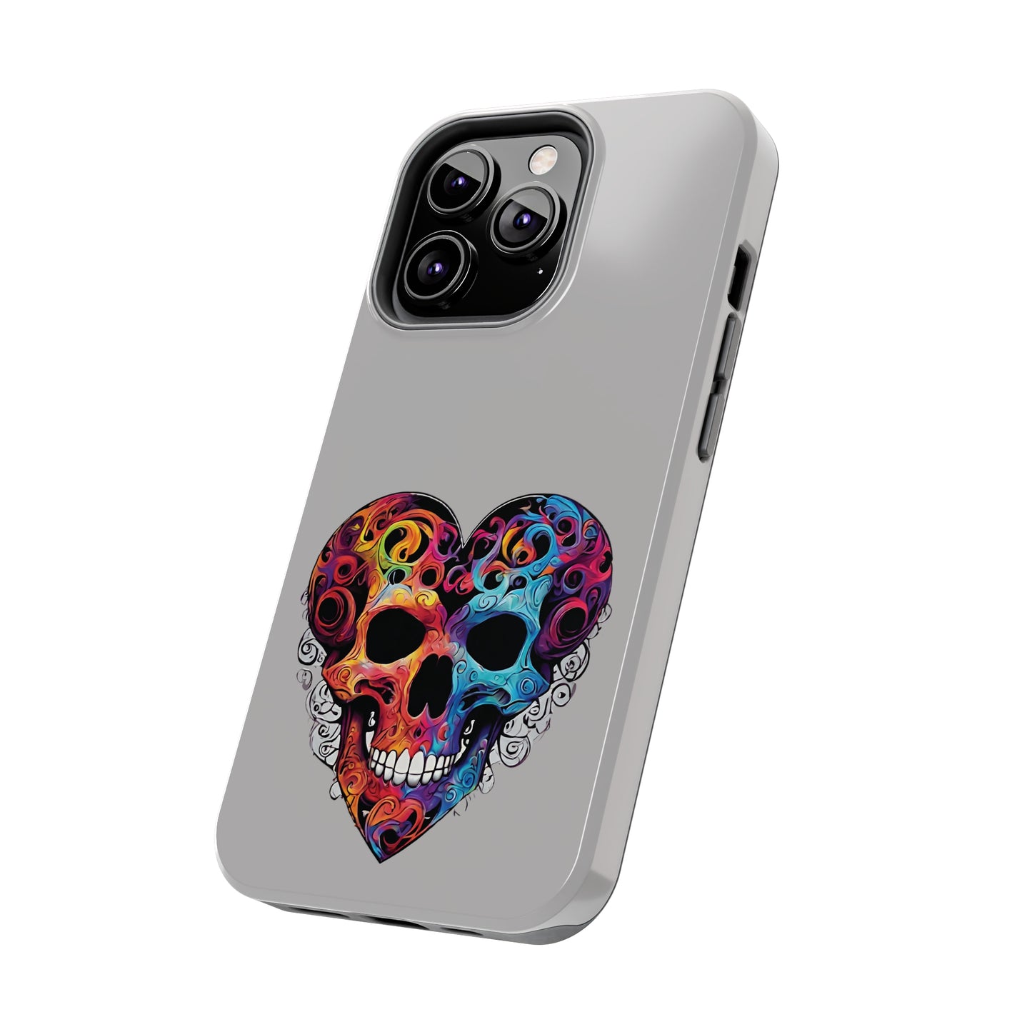 Colorful Heart Skull Tough Phone Cases