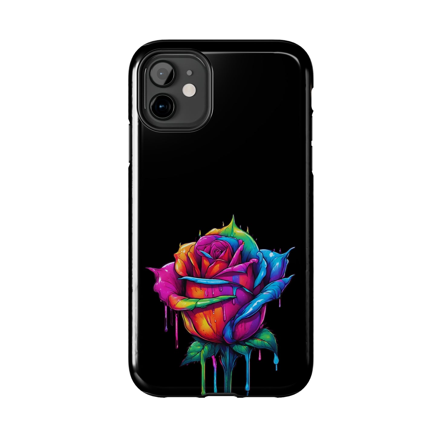 Rose Bleeding Colors on Black Tough Phone Cases