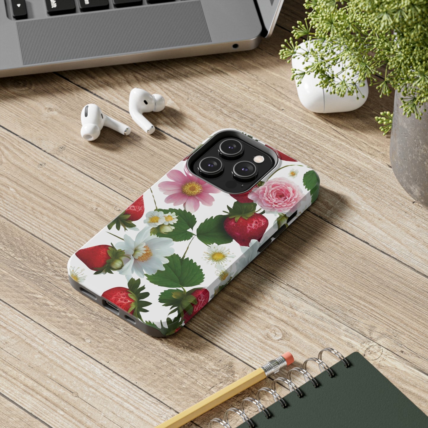 Floral Strawberries Design Tough Phone Cases