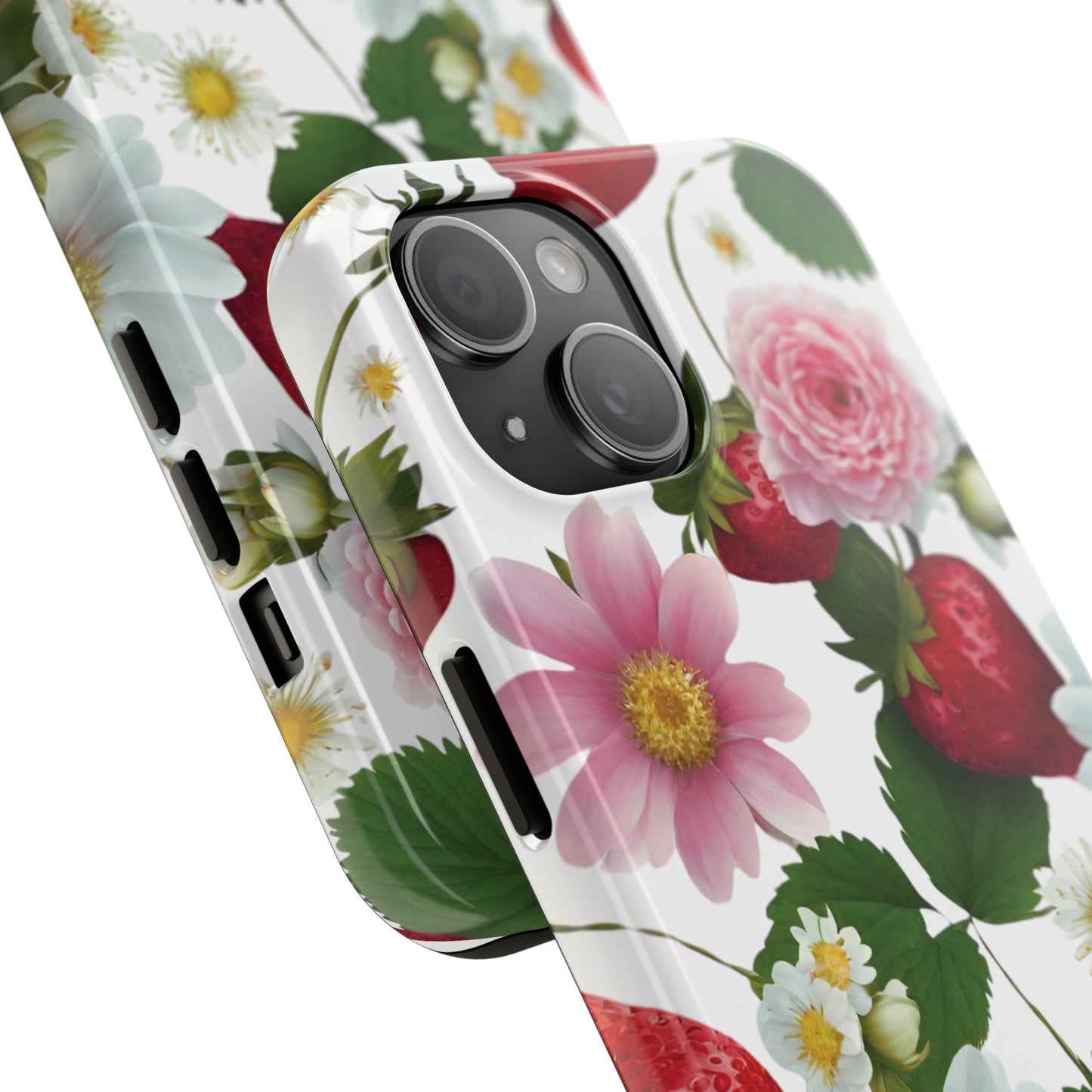 Floral Strawberries Design Tough Phone Cases