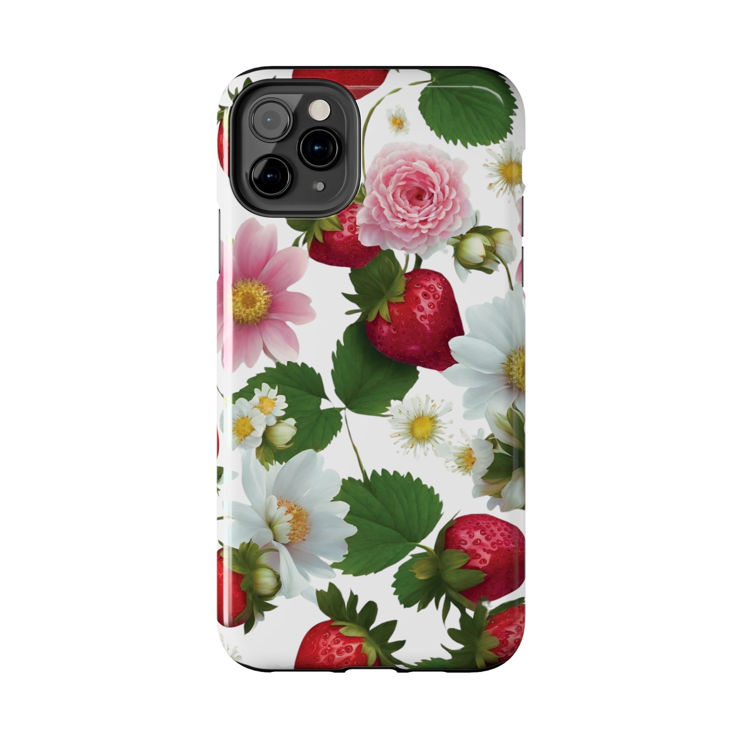 Floral Strawberries Design Tough Phone Cases