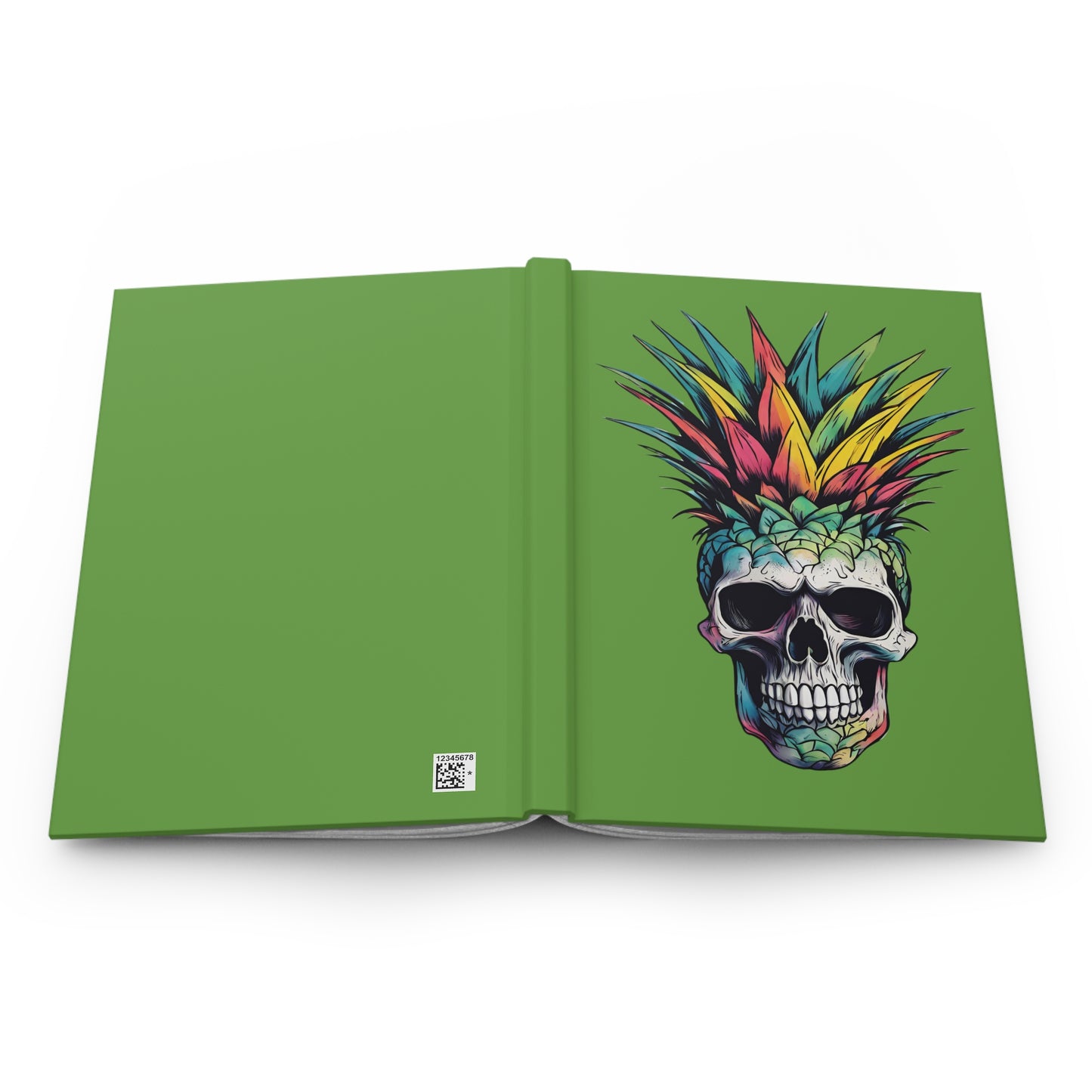 Colorful Pineapple Skull on Light Green Hardcover Journal Matte