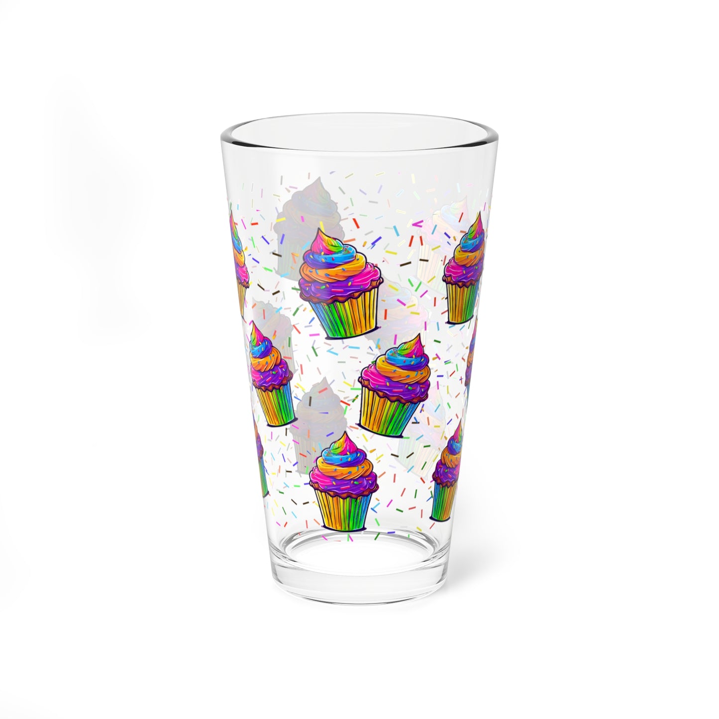 Cupcakes Mixing Glass, 16oz Pint Glass- 90's Nostalgia Neon